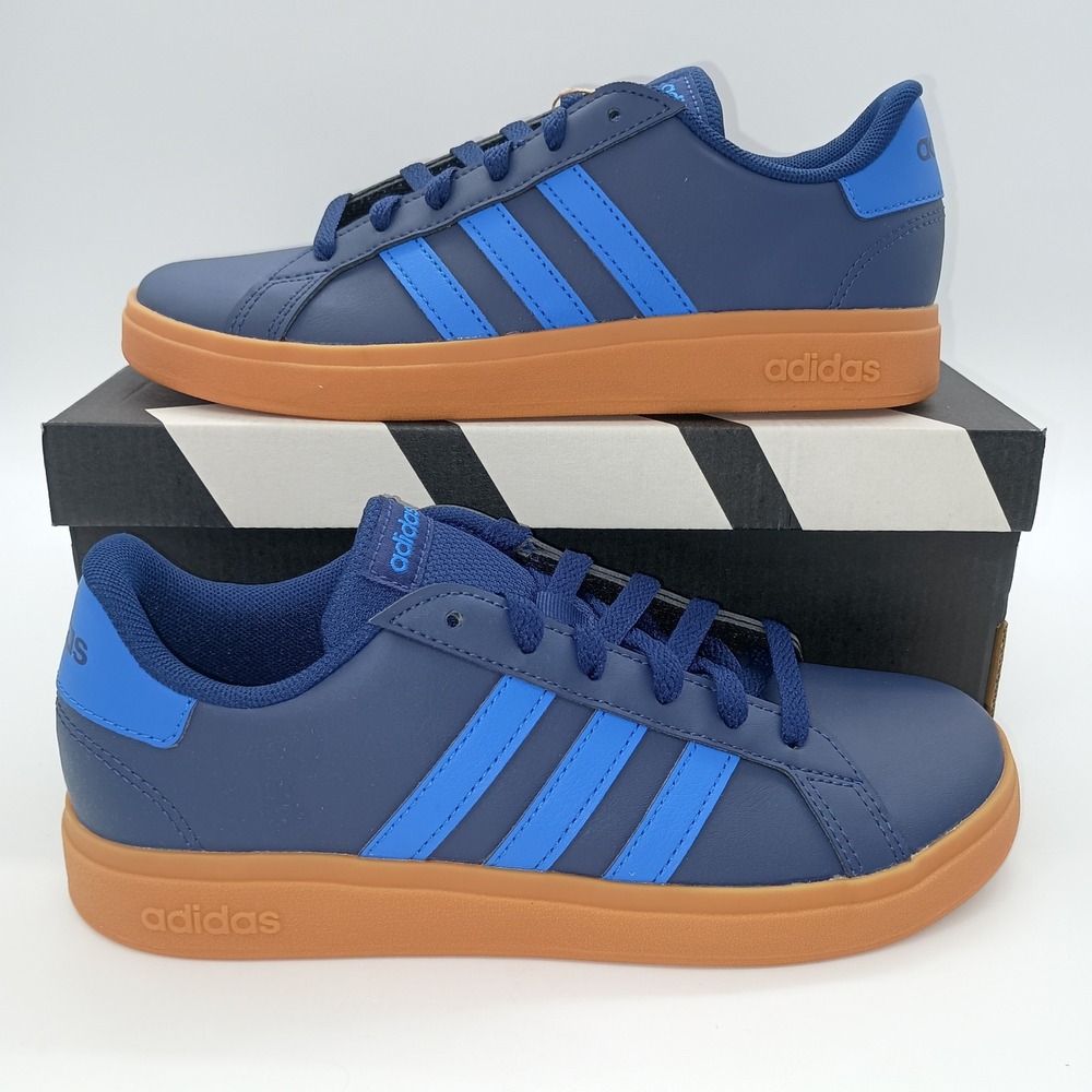 Adidas Grand Court 2.0 K Navy Blue Royal Gum Sole Sneakers JS4344 Kids Size 5